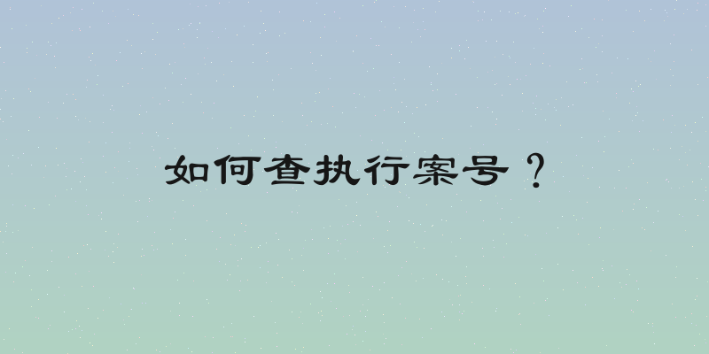 如何查执行案号？