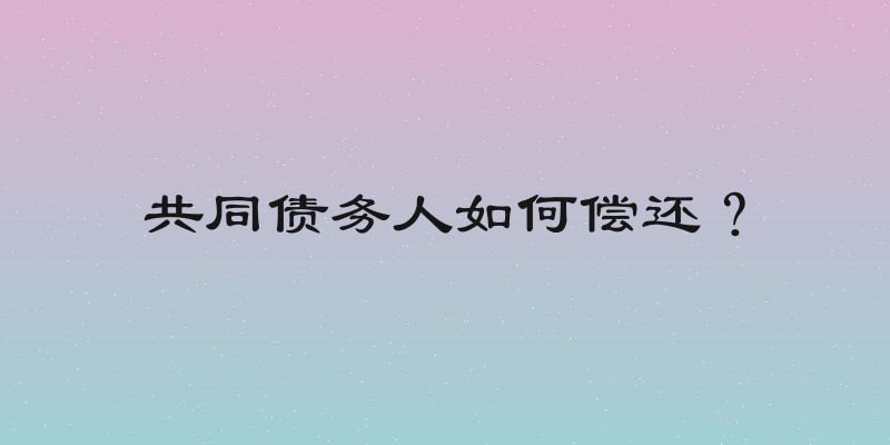 共同债务人如何偿还？