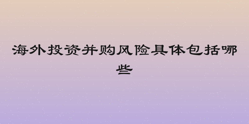 海外投资并购风险具体包括哪些