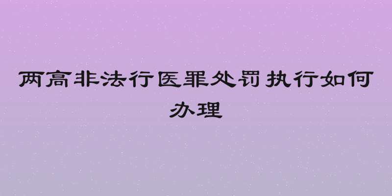 两高非法行医罪处罚执行如何办理