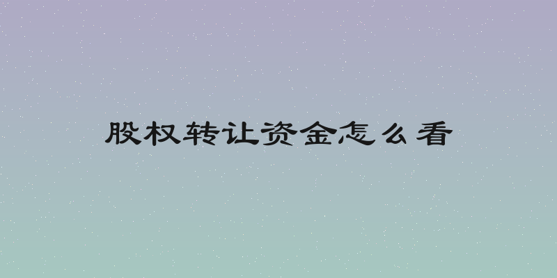 股权转让资金怎么看