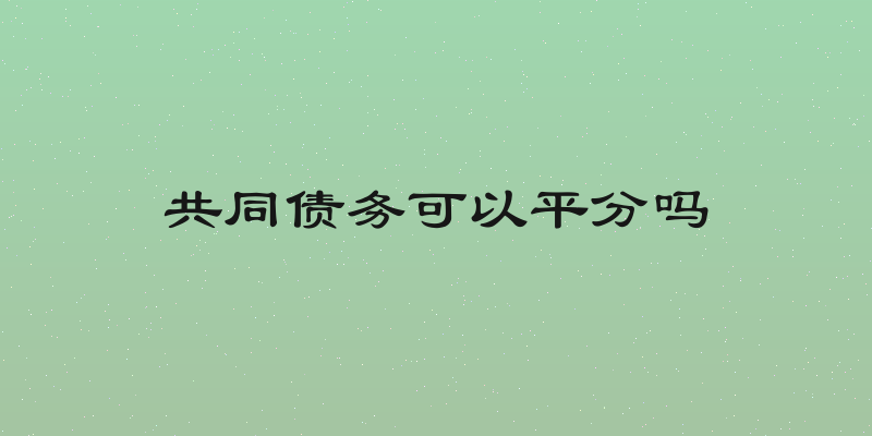 共同债务可以平分吗