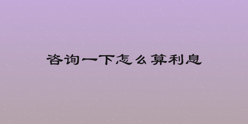 咨询一下怎么算利息