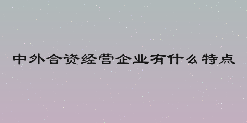 中外合资经营企业有什么特点