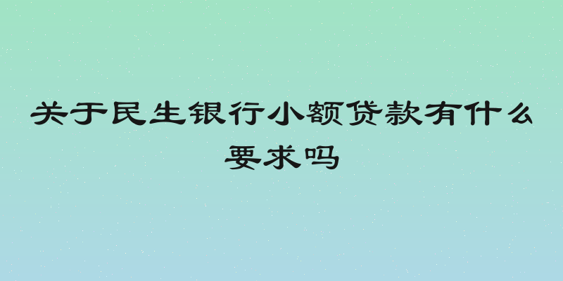 关于民生银行小额贷款有什么要求吗