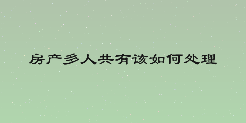房产多人共有该如何处理