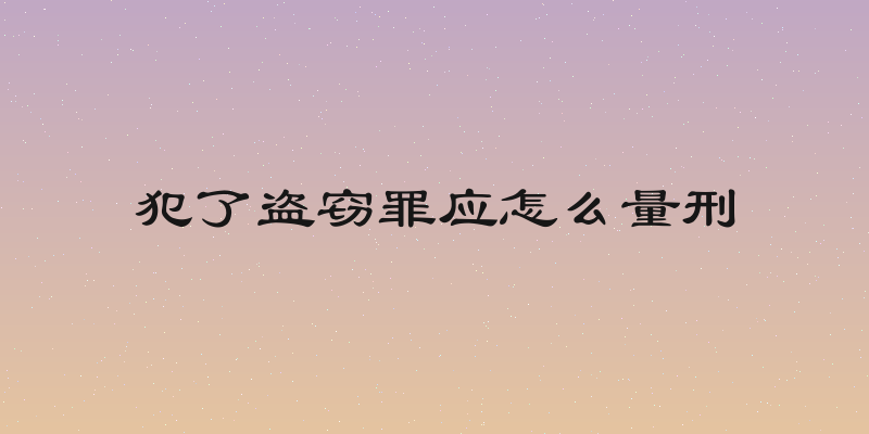 犯了盗窃罪应怎么量刑