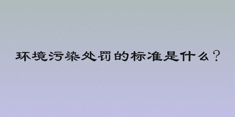 环境污染处罚的标准是什么?