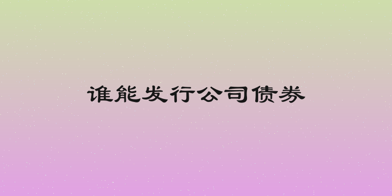 谁能发行公司债券