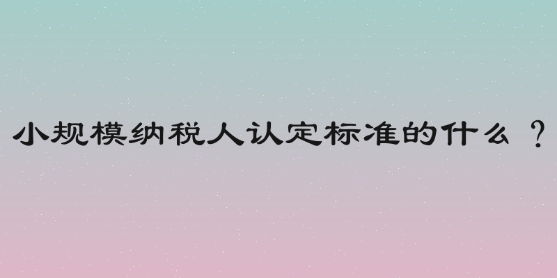 小规模纳税人认定标准的什么？