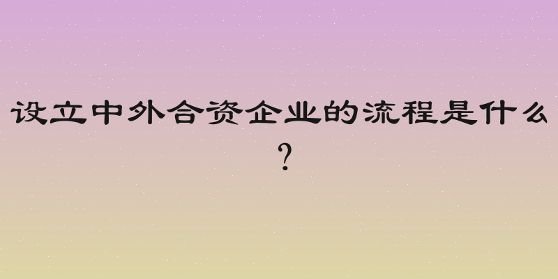 设立中外合资企业的流程是什么？