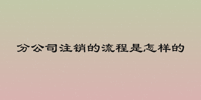 分公司注销的流程是怎样的