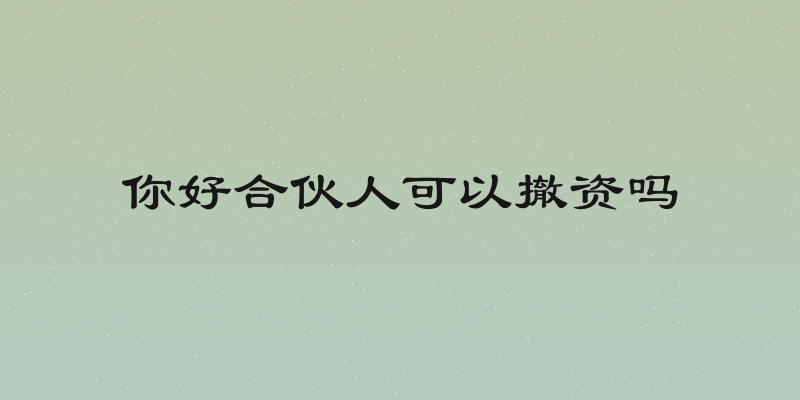 你好合伙人可以撤资吗