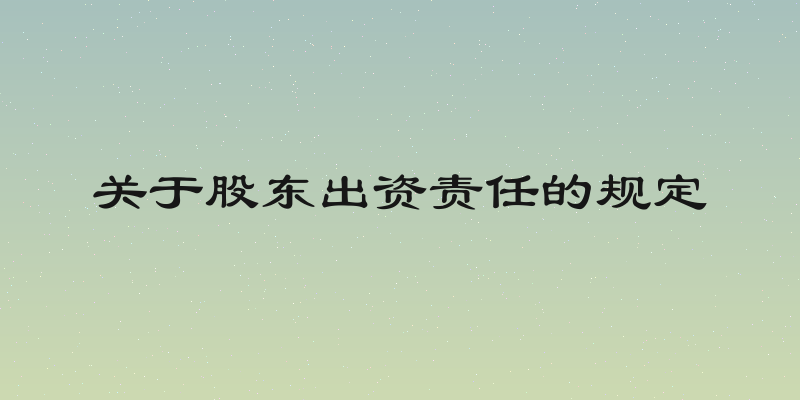 关于股东出资责任的规定
