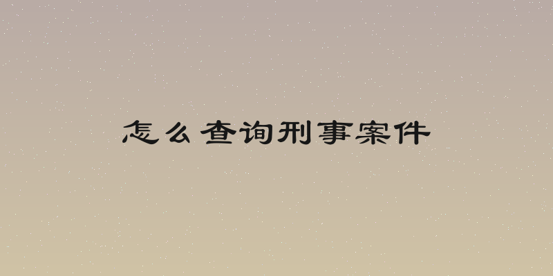 怎么查询刑事案件