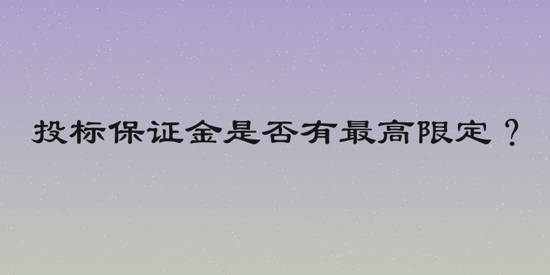 投标保证金是否有最高限定？