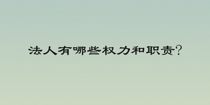 法人有哪些权力和职责?