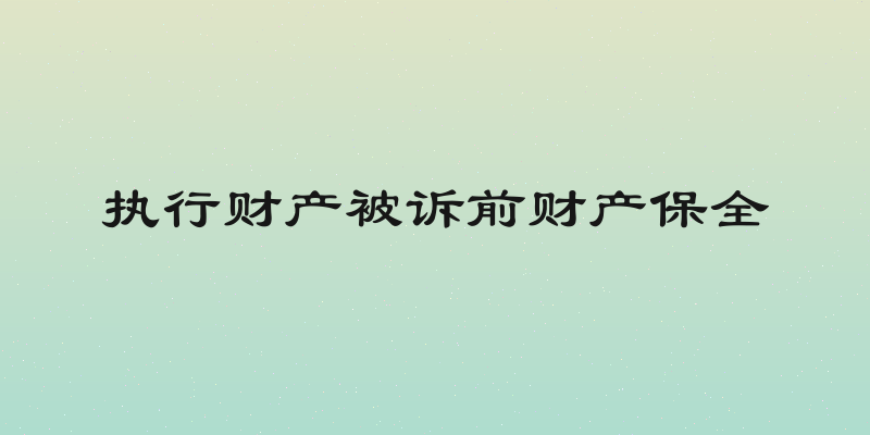 执行财产被诉前财产保全