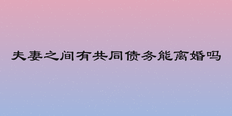 夫妻之间有共同债务能离婚吗