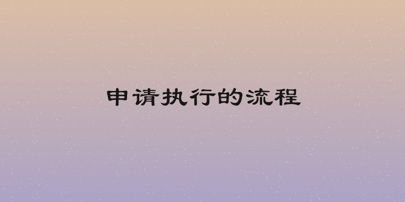 申请执行的流程