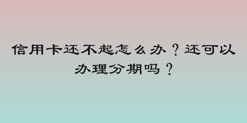 信用卡还不起怎么办？还可以办理分期吗？