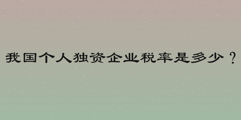 我国个人独资企业税率是多少？