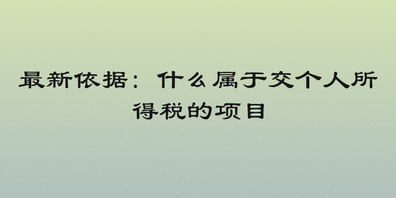最新依据: 什么属于交个人所得税的项目