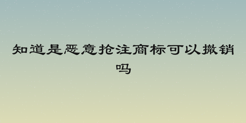 知道是恶意抢注商标可以撤销吗