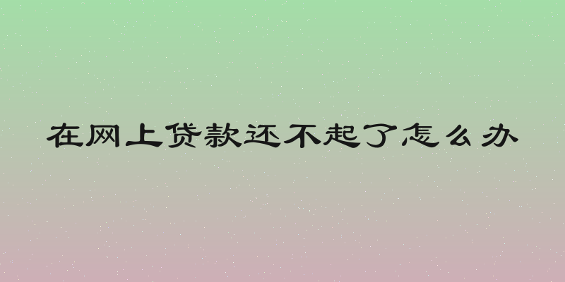在网上贷款还不起了怎么办