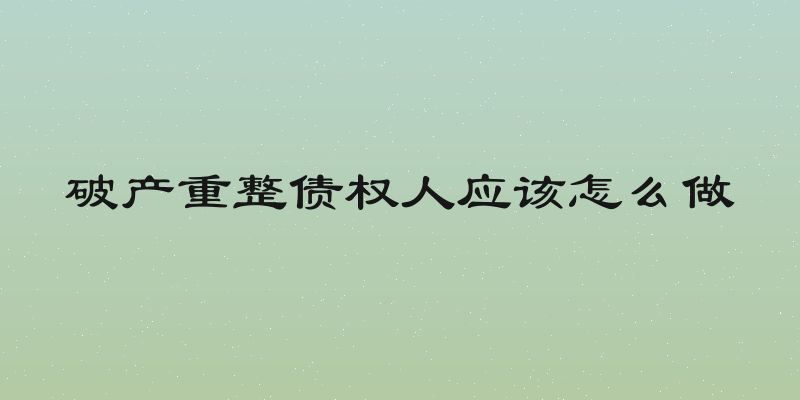 破产重整债权人应该怎么做