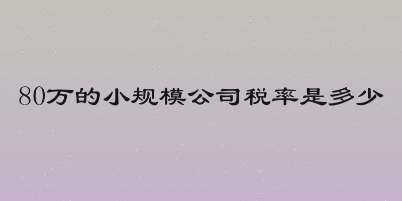 80万的小规模公司税率是多少