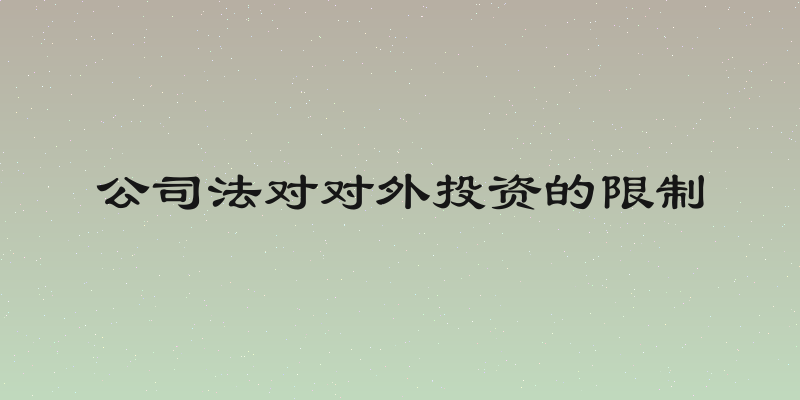 公司法对对外投资的限制