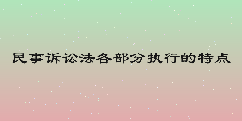 民事诉讼法各部分执行的特点