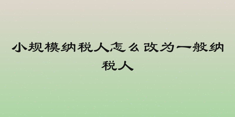小规模纳税人怎么改为一般纳税人