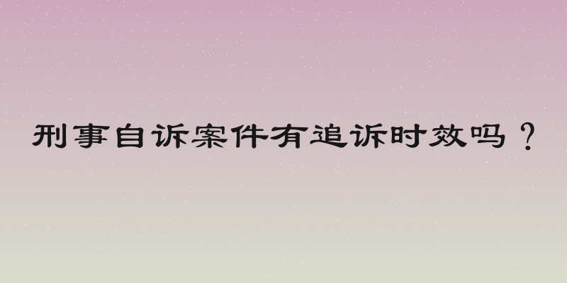 刑事自诉案件有追诉时效吗？