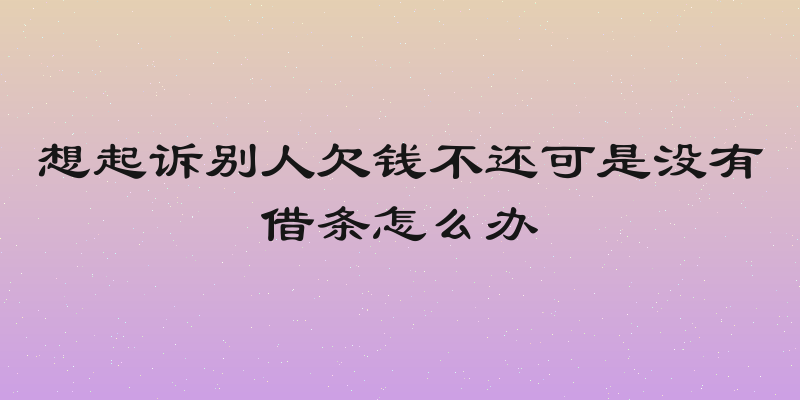 想起诉别人欠钱不还可是没有借条怎么办