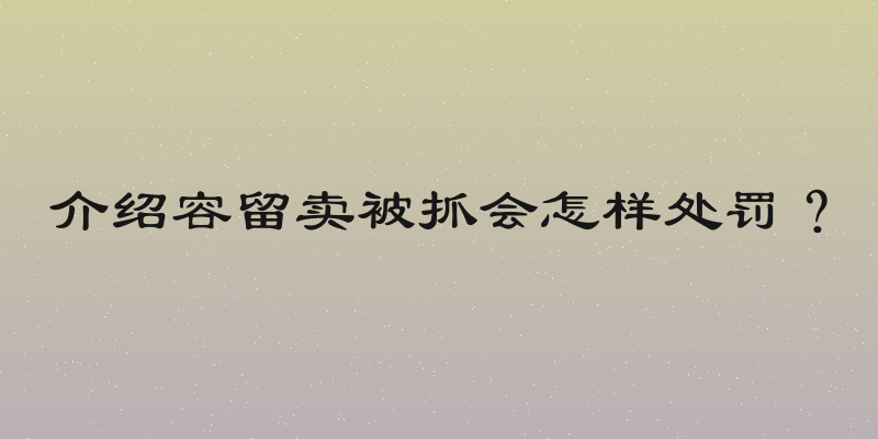 介绍容留卖被抓会怎样处罚？