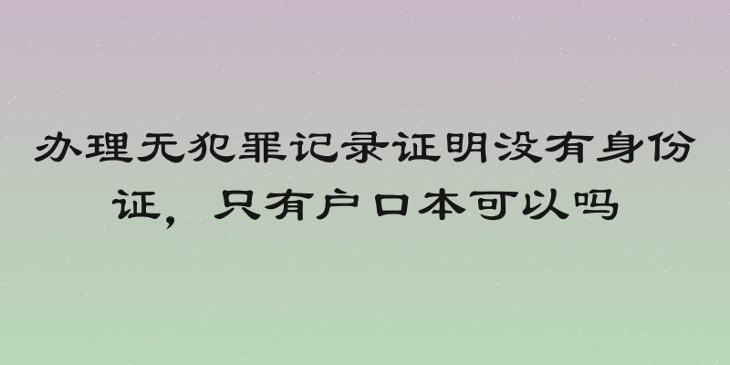 办理无犯罪记录证明没有身份证，只有户口本可以吗