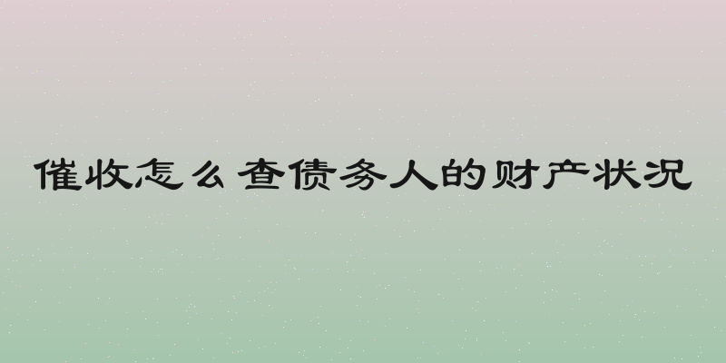催收怎么查债务人的财产状况