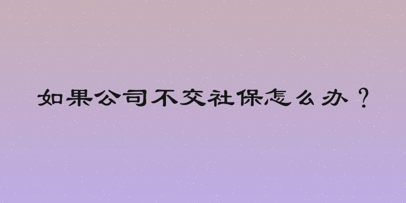 如果公司不交社保怎么办？