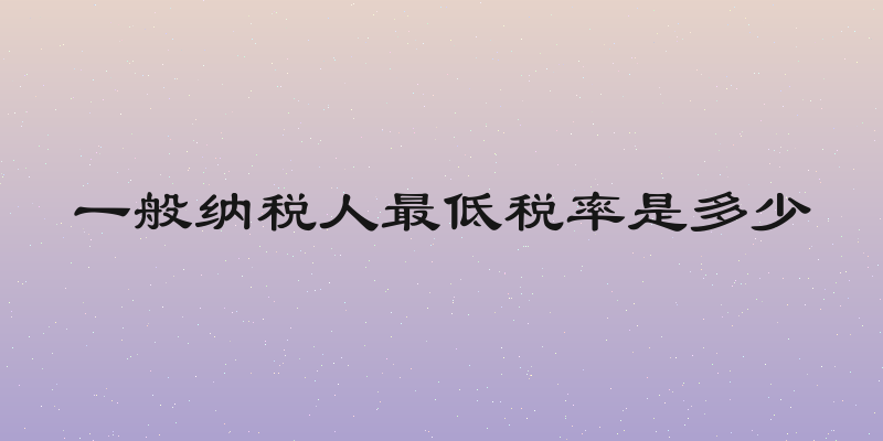 一般纳税人最低税率是多少