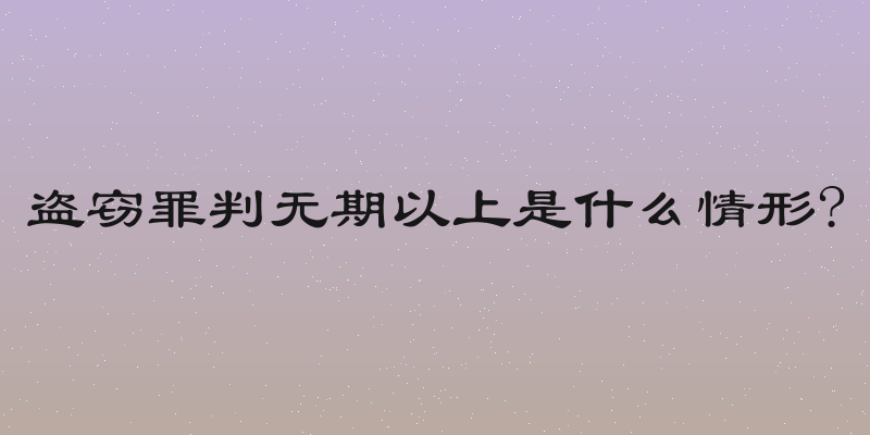 盗窃罪判无期以上是什么情形?
