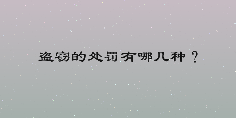 盗窃的处罚有哪几种？