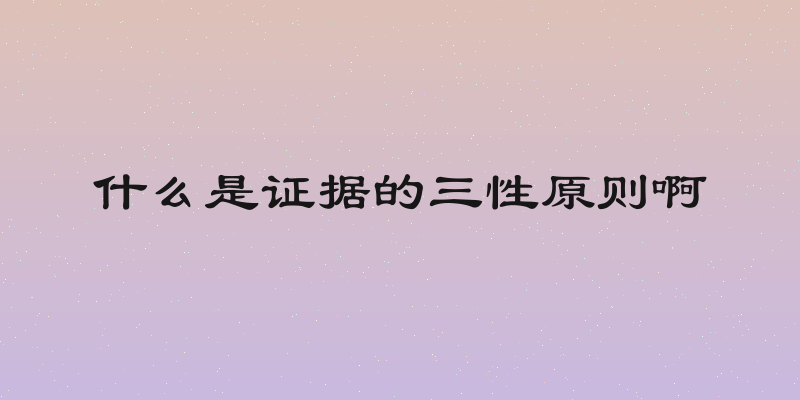 什么是证据的三性原则啊