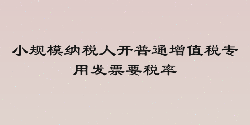 小规模纳税人开普通增值税专用发票要税率