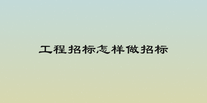 工程招标怎样做招标