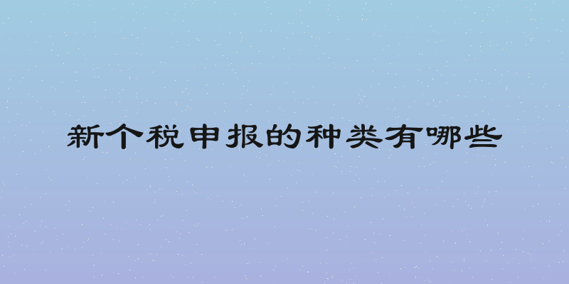 新个税申报的种类有哪些