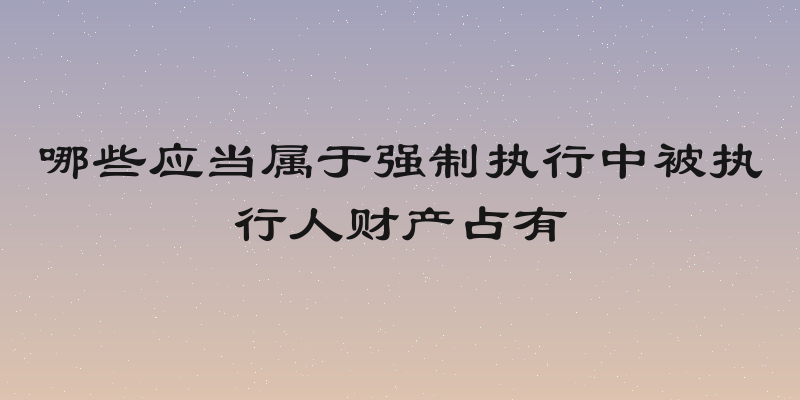 哪些应当属于强制执行中被执行人财产占有