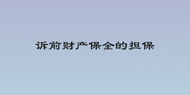 诉前财产保全的担保