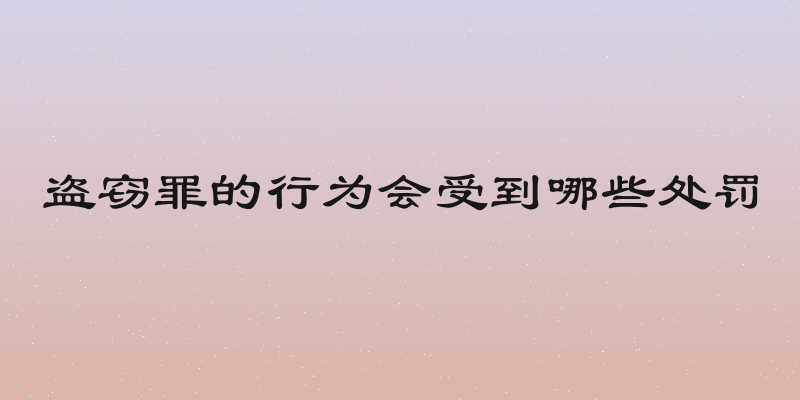 盗窃罪的行为会受到哪些处罚